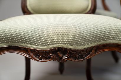 Suite of six cabriolet-back armchairs in...