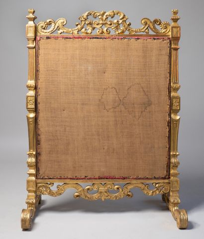 Mantel screen in molded wood, carved and...
