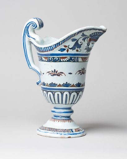 ROUEN, 18th century 
Helmet-shaped ewer on...