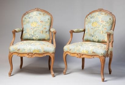 Pair of molded and carved beechwood 