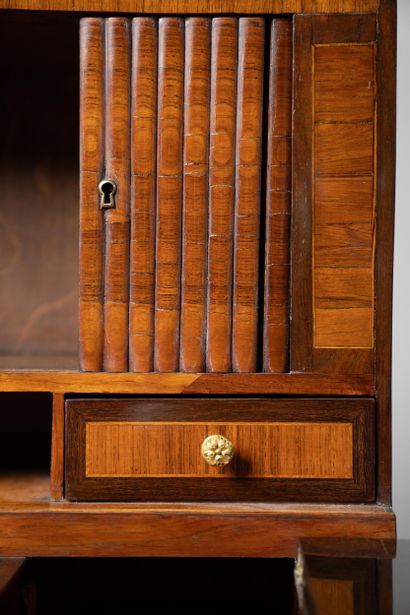 All-sided rosewood veneered desk in amaranth...