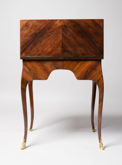 All-sided rosewood veneered desk in amaranth...