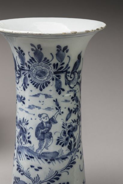 DELFT 18th century 
Three earthenware potiches...