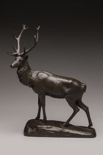 Georges GARDET (1863-1939)
Stag 
Brown patina...