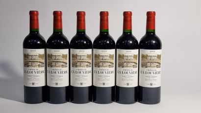 6 B CHATEAU LA LOUVIERE Rouge (Caisse Bois...
