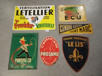 Set of 6 thin sheet metal plates printed...