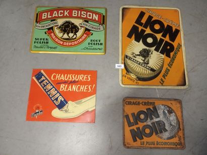 Set of 4 thin sheet metal plates printed...