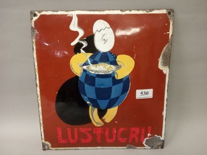 LUSTUCRU - Plaque émaillée bombée en tôle...