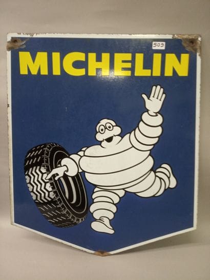 MICHELIN - Plaque émaillée double face en...