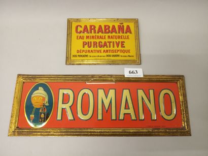 Set of 2 lithographed stamped thin sheet...