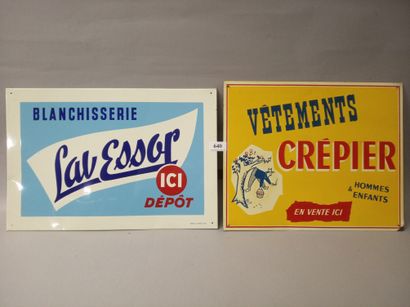 Set of 2 screen-printed thin sheet metal...