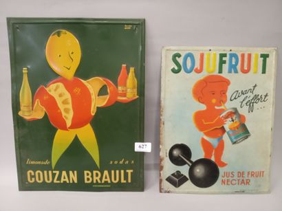 Set of 2 pressed and printed thin sheet metal...