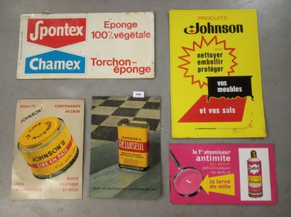 Set of 5 silk-screened thin sheet metal signs,...