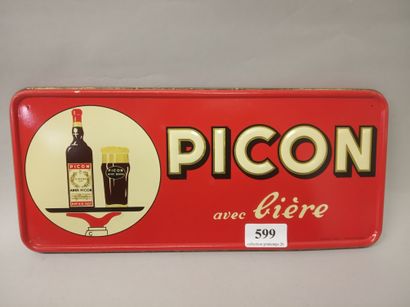 PICON avec bière.
Plaque en tôle mince estampée...