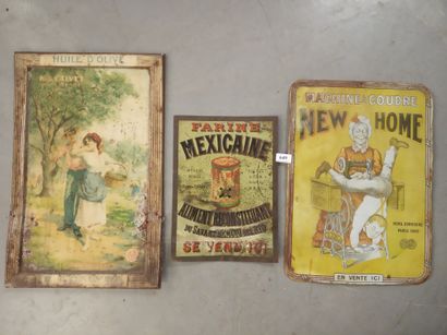 Set of 3 antique pressed thin sheet metal...