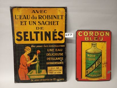 Set of 2 lithographed thin sheet metal plates....