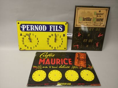 Set of 3 dial plates. Circa 1958.
- PERNOD...