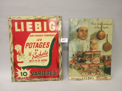 Set of 2 thin sheet metal plates, silk-screen...