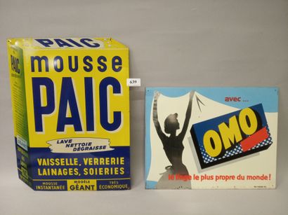 Set of 2 screen-printed thin sheet metal...