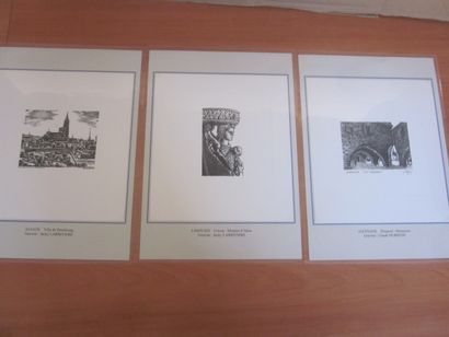 Deux pochettes, l'une avec des gravures émises...