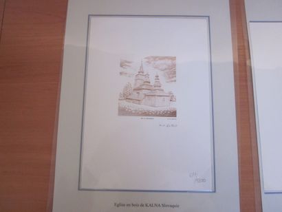 Deux pochettes, l'une avec des gravures émises...