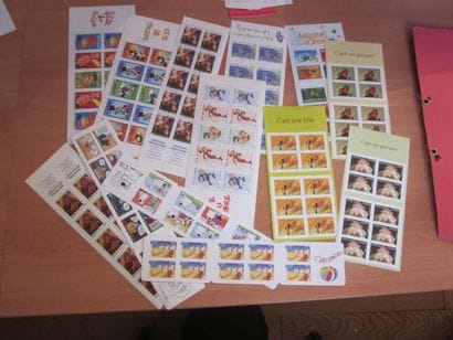 Un carton avec 5 classeurs et une pochette...