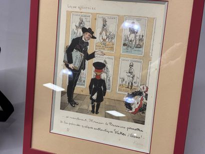Lot de militaria comprenant une lithographie...