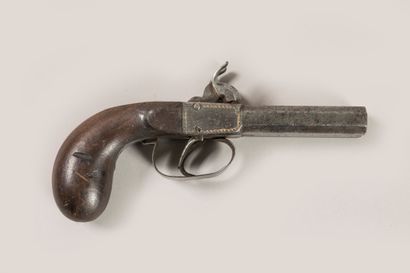 Pistolet à percussion à double canons octogonaux...