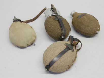 Lot de 4 gourdes allemandes dont une 14-18,...