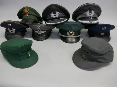 Lot de 9 casquettes de la Bundeswehr et Allemagne...