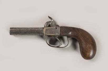 Pistolet à percussion à double canons octogonaux...