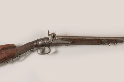 Fusil de chasse à silex transformé à percussion,...