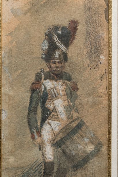 Aquarelle et gouache sous-verre signée Maurice...