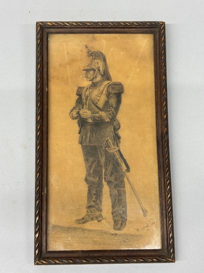 H. LORIOT (XIXe) 
Portrait de cuirassier...