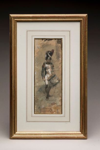 Aquarelle et gouache sous-verre signée Maurice...