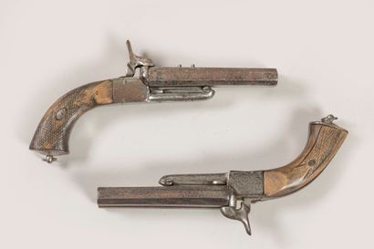 Paire de pistolets à broches, double canons...