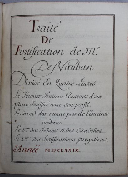 [MANUSCRIT VAUBAN]. Traité de fortification...