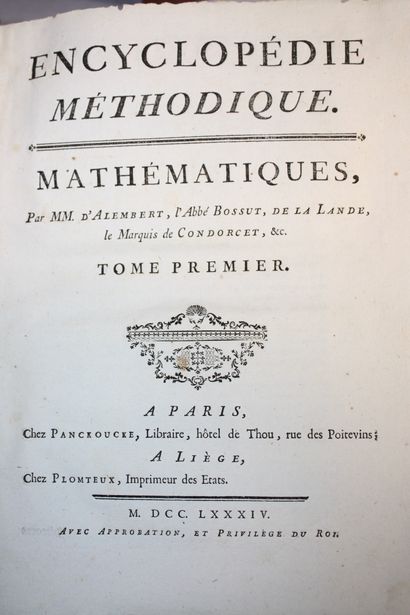 Encyclopédie méthodique. Mathématiques, par...