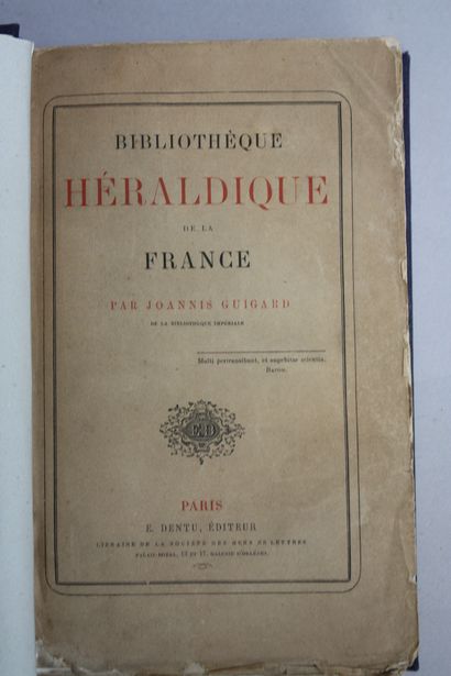 [HERALDICS]. 2 volumes:
GUIGARD (Joannis)....