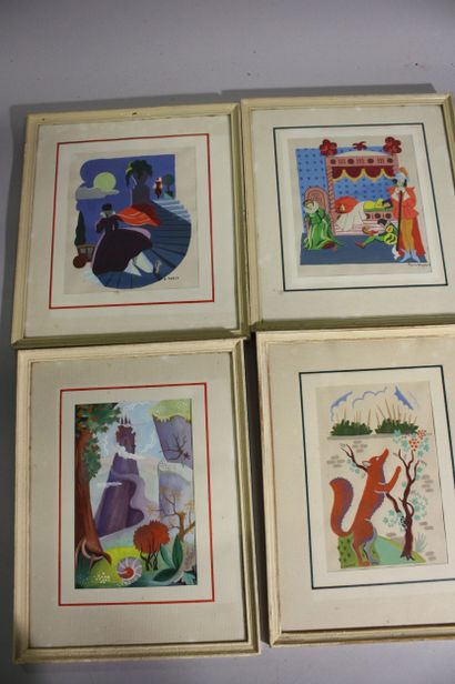 PAPET (A.). 4 gouaches originales illustrant...