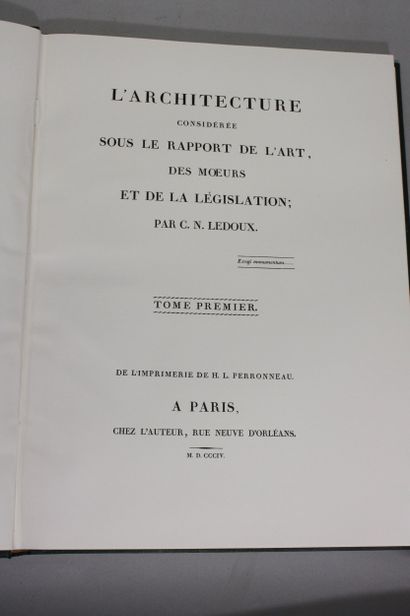 LEDOUX (Claude-Nicolas). L'Architecture considérée...