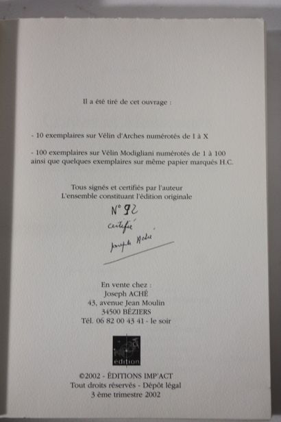 ACHE (Joseph). Contes et mensonges d’un pays...