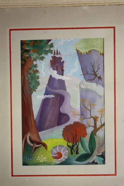 PAPET (A.). 4 gouaches originales illustrant...