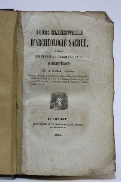 MALLAY (A.). Cours élémentaire d’archéologie...