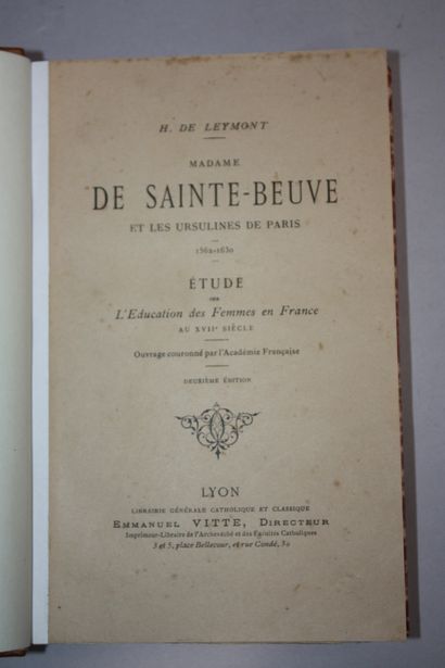 LEYMONT (H. de). Madame de Sainte-Beuve and...