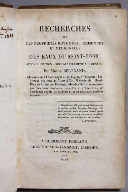 BERTRAND (Michel). Recherches sur les propriétés...
