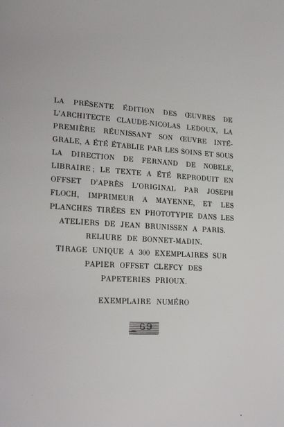 LEDOUX (Claude-Nicolas). L'Architecture considérée...