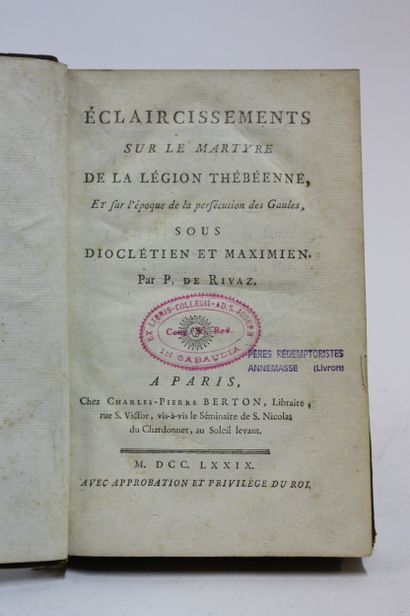RIVAZ (Pierre de). Eclaircissements sur le...
