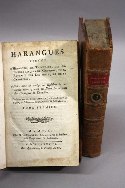 [THUCYDIDE]. Harangues tirées d'Hérodote,...
