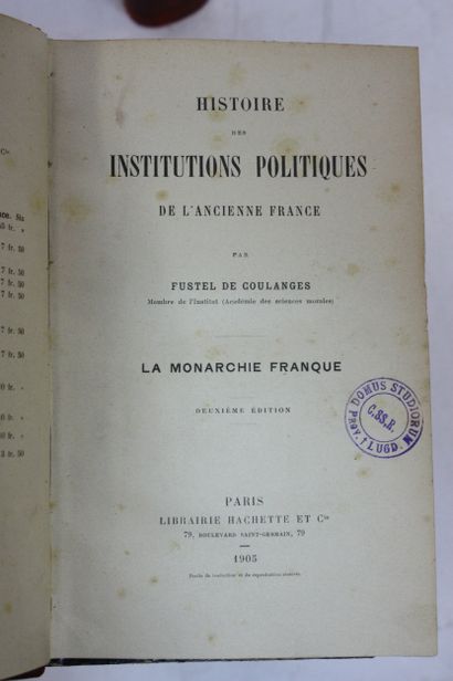 FUSTEL DE COULANGES. Histoire des institutions...